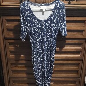 Motherhood Maternity Floral Navy Dress